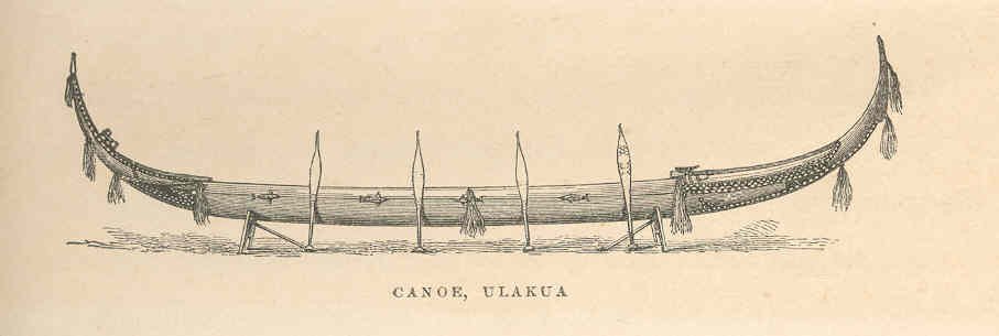 Vintage Line Drawing of a Ulakua Canoe